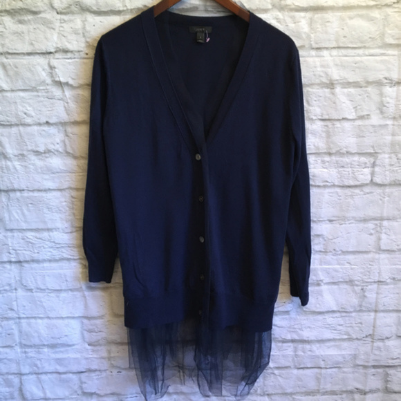 j crew navy cardigan